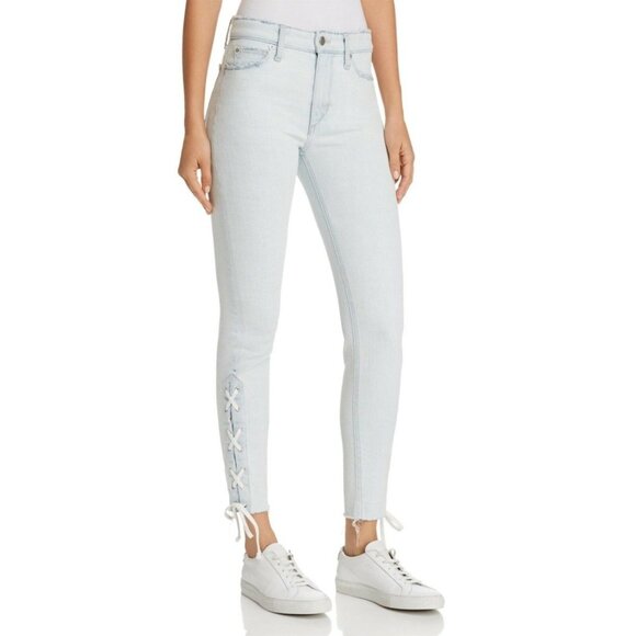 JOE'S JEANS The Charlie High Rise Lace Up Charlie Light Wash Skinny Ankle Jeans - Picture 1 of 3